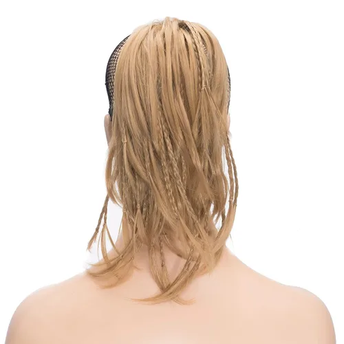 Vista 10 de IMISSU Extensiones de cabello hechas a mano con clip de cola de caballo trenzada, extensiones de cabello de cola de caballo (cobre ceniza)