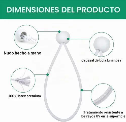 Vista 6 de 50 mini cuerdas elásticas de bolas blancas, cuerda elástica resistente de 4 pulgadas para exteriores con bolas, bolas elásticas de lona
