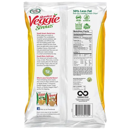 Vista 2 de Sensible Portions Garden Veggie Straws, queso cheddar, 5 onzas (paquete de 12)