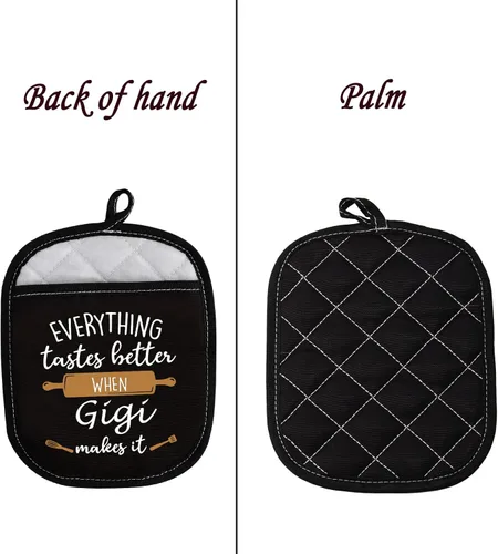 Vista 3 de LEVLO Los mejores regalos de cocina para hornear para madre, padre, todo sabe mejor cuando Mimi/abuela/nana/papa/nonna/gigi hace que sea guantes