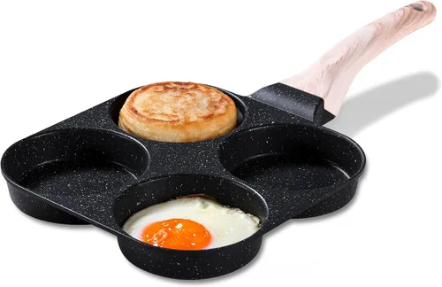 Vista 3 de CAROTE Sartén antiadherente de granito para huevos de 4 tazas, color negro