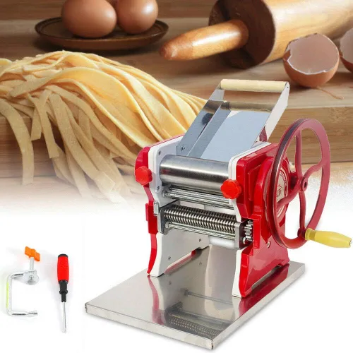 Vista 3 de Máquina manual de pasta fresca de acero inoxidable para pasta de fideos caseros, cortador de fideos resistentes para masa, fideos anchos, fideos