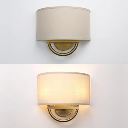 Vista 7 de Aplique de pared industrial de 2 luces con pantalla de tela de lino, lámparas de pared doble decoración para pasillo, dormitorio, sala de estar Latón