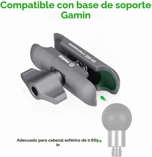 Vista 3 de FANAUE El brazo de doble enchufe se conecta a un adaptador de cabeza de bola de 0.669 in solamente, compatible con soporte GPS Garmin y soporte