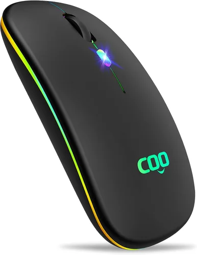 Vista 9 de COO Ratón inalámbrico, LED delgado modo dual (Bluetooth 5.1 y 2.4G inalámbrico) Ratón LED recargable con 3 DPI ajustables para iPad, MacBook