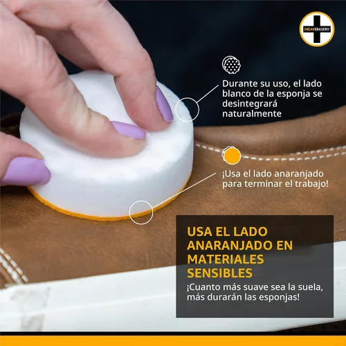 Vista 4 de SneakERASERS Limpiador instantáneo de zapatos esponja prehumedecida, paquete de 3