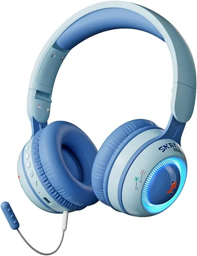 Vista 11 de Xmenha Auriculares inalámbricos para niños con micrófono para la escuela, con cancelación de ruido, protección para los oídos, Bluetooth, plegable
