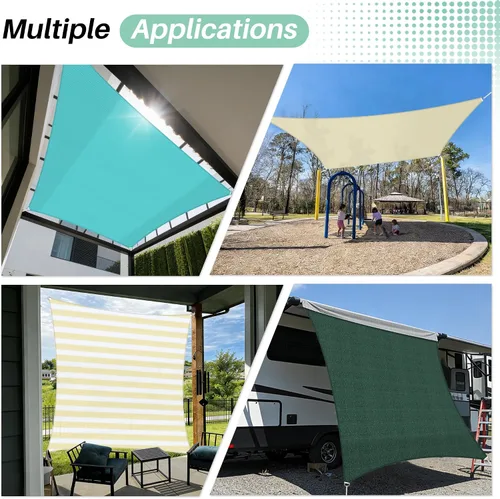 Vista 2 de SunnyRoyal Toldo tipo vela rectangular de 8 x 8 pies, para dar sombra a patios, exteriores, para jardín al aire libre (turquesa)