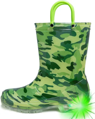 Vista 8 de HugRain - Botas de lluvia con luces para niños pequeños Cosmos Negro