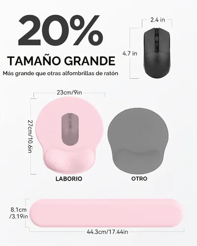 Vista 2 de Alfombrilla de mouse con reposamuñecas, ergonómicas para escritorio, alfombrilla de mouse antideslizante para oficina con soporte de muñeca de gel