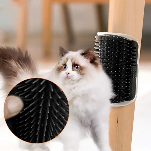 Vista 7 de Paquete de 2 rascadores de esquina para gatos más suaves para pared, cepillo de masaje para aseo de mascotas, rascador facial para gatitos con pelo