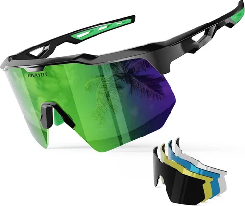 Vista 16 de HAAYOT Gafas de sol deportivas polarizadas para hombres y mujeres, jóvenes, béisbol, ciclismo, correr, softbol, ciclismo, 5 lentes