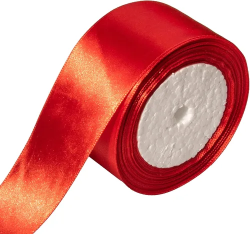 Vista 9 de Cinta de satén de 1 pulgada y 25 yardas, cinta roja para envolver regalos, manualidades, regalos, recorte, costura, decoración de fiesta de boda