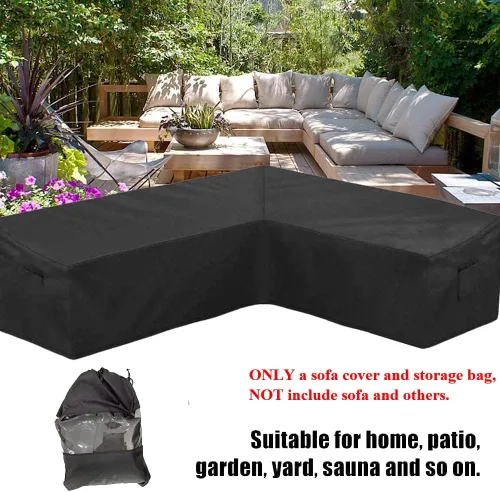 Vista 5 de Funda de sofá seccional para muebles de patio, resistente a la intemperie, resistente a la intemperie, 420D, Oxford, para exteriores, en forma de L