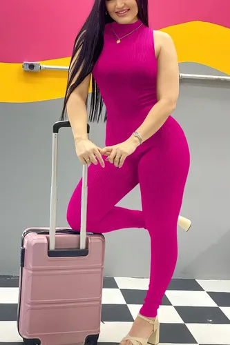 Vista 2 de PRETTYGARDEN Enterizo ajustado de verano para mujer, casual, sin mangas, elástico, de una pieza, ajustado, para mujer