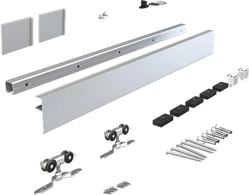 Vista 10 de JUBEST Kit de Herraje para Puerta de Granero de 6 Pies, Herraje de Caja de Aleación de Aluminio, Riel de Puerta Corredera de Baja Altura para Puerta