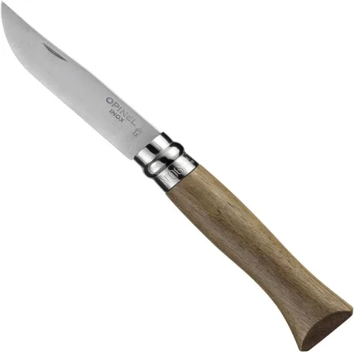 Vista 7 de Opinel Cuchillo plegable de acero inoxidable No.08 con mango de madera de roble