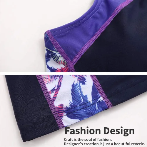 Vista 5 de sand's coast Trajes de baño deportivos de una pieza boyleg para mujeres con pantalones cortos, traje de baño deportivo con espalda nadador, ropa
