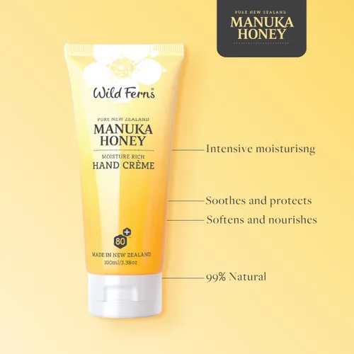 Vista 8 de Wild Ferns Crema de manos rica en humedad con miel de Manuka, 99% natural, 3.4 fl oz