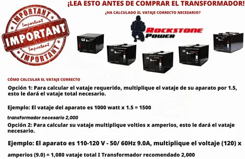 Vista 6 de ROCKSTONE POWER Transformador Convertidor de Voltaje de 5000 Vatios - Convertidor de Potencia de Paso Alto/Bajo AC 110V/120V/220V/240V - Protección