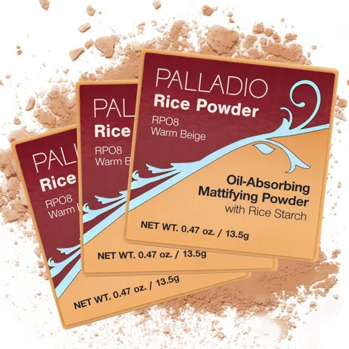 Vista 14 de Palladio, Polvo de arroz suelto que absorbe las hojas de aceite, aspecto y sensación suave, ayuda al maquillaje a durar más tiempo para un aspecto