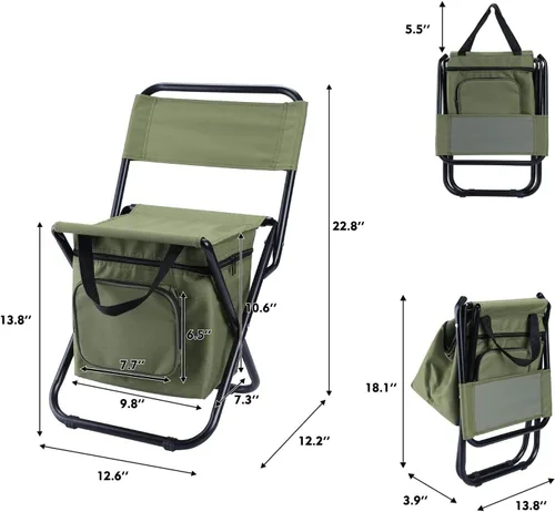 Vista 2 de LEADALLWAY Silla de pesca con bolsa más fresca y bolsa de caña de pescar