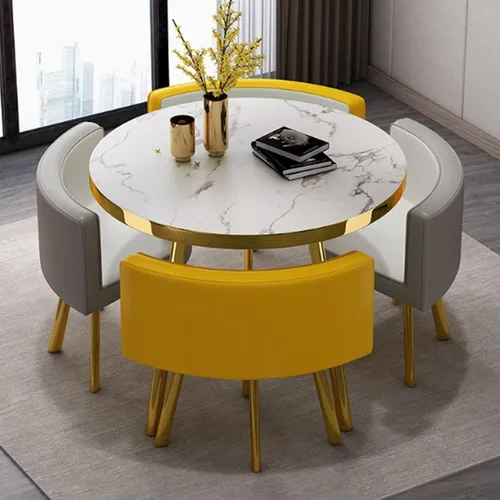 Vista 9 de YVYKFZD Round Conference Table, Office Reception Room Club Table, Coffee Kitchen Dining Table Set with Metal Legs, Business Conference Room Table 2