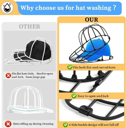Vista 3 de Eiito Jaula para lavar sombreros, lavadora de sombreros para lavadora y lavavajillas, jaula de lavado de gorras de béisbol, di adiós a los sombreros