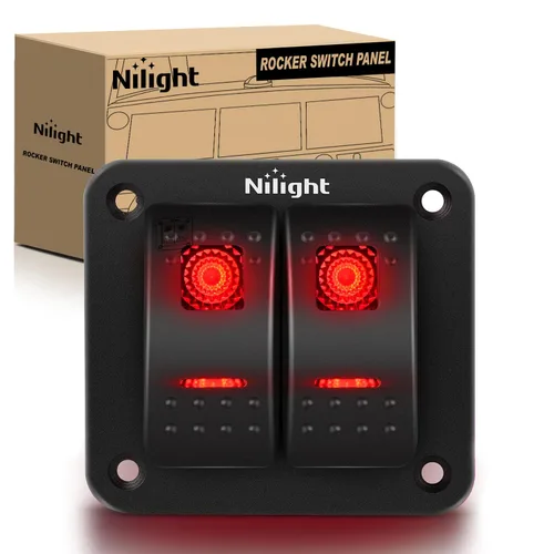 Vista 17 de Nilight Panel de Interruptores Basculantes de 2 Posiciones con Luz LED Naranja, 5 Pines On/Off, Interruptores Basculantes de Aluminio Precableados