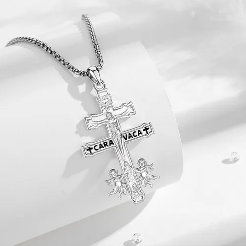 Vista 82 de Vito Collar de plata de ley 925 para mujeres y hombres, San Benito, crucifijo, Caravaca, San Cristóbal, San Judas, medalla patronal, amuleto