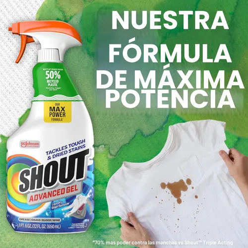 Vista 3 de Shout Advanced Gel removedor de manchas en aerosol para lavandería, 22