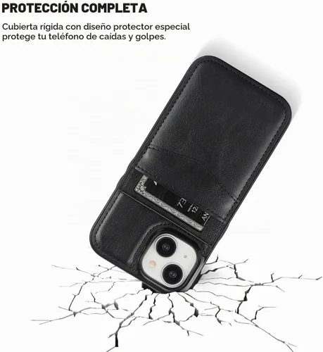 Vista 6 de KIHUWEY Compatible con iPhone 15 Funda Cartera con Soporte para Tarjeta de Crédito, Tapa de Cuero Premium con Cierre Magnético y Función Atril