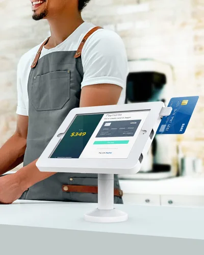 Vista 3 de Soporte para tablet para escritorio, compatible con iPad de 10.2 pulgadas Gen 7 8 9, soporte de tableta con bloqueo de llave de metal