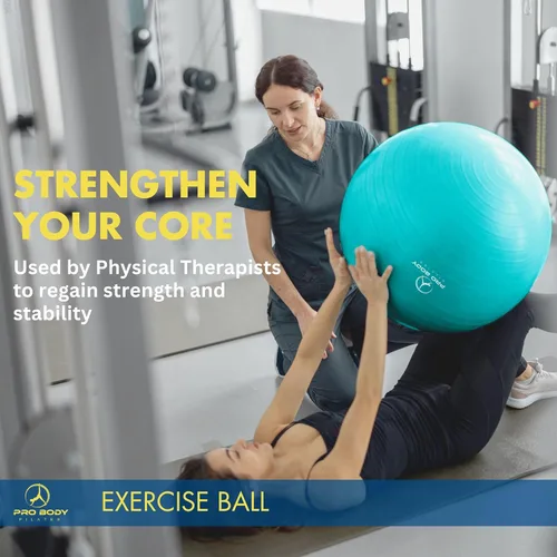 Vista 8 de ProBody Pilates Pelota de ejercicio (21.7 in) y 5 bandas de resistencia para estabilidad, barras, yoga, entrenamiento básico y terapia física