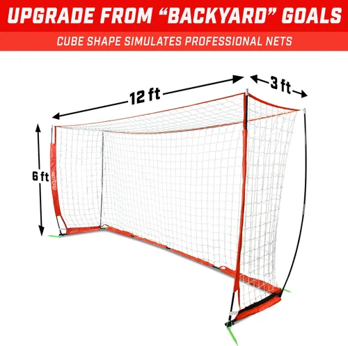 Vista 6 de GoSports Elite Soccer Goals – Redes de fútbol portátiles de 12 x 6 pies y 6 x 4 pies para juegos o práctica – Incluye 6 conos, funda de transporte
