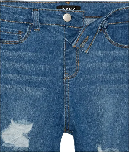 Vista 3 de DKNY Pantalones cortos clásicos de mezclilla con 5 bolsillos para niña