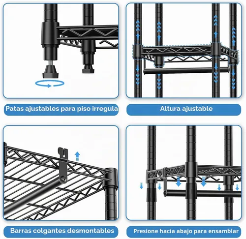 Vista 3 de IZEUK Perchero de Ropa de Alambre Resistente de 2 Combinaciones para Colgar Ropa, Perchero de Armario Guardarropa de Metal Independiente con 3 Negro