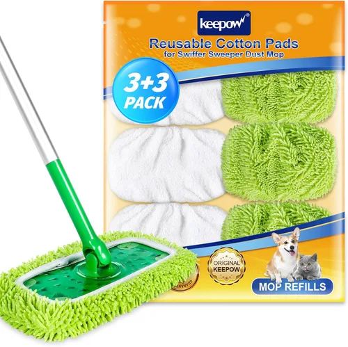 Vista 12 de KEEPOW Almohadillas de microfibra reutilizables compatibles con Swiffer