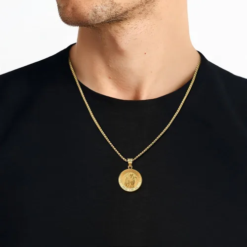 Vista 4 de IceCarats Colgante con dije de oro amarillo de 14 quilates con medalla de San Francisco de Asís