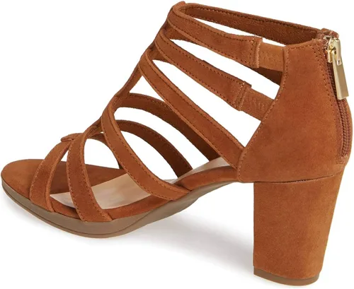 Vista 3 de FSJ Sandalias gruesas de tacón medio alto para mujer, puntera abierta, con correa en T, vestido de fiesta, graduación, oficina, zapatos con tiras