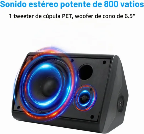 Vista 2 de Herdio Altavoces para exteriores de 6.5 pulgadas con cable, impermeables, pasivos, altavoces de montaje en pared con 800 vatios de graves potentes