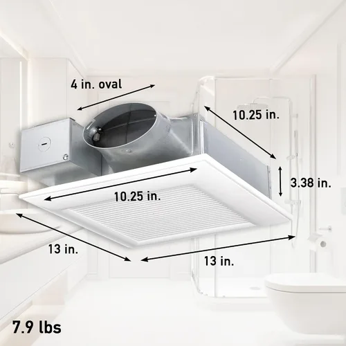 Vista 2 de Panasonic WhisperValue FV-0510VSC1 - Extractor de baño para montaje en techo/pared con sensor de humedad, 50-80-100 CFM
