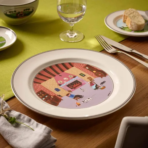 Vista 2 de Villeroy & Boch Design Naif - Plato llano #5-By the Fireside, 10.5 pulgadas, blanco/colorido