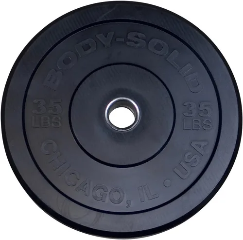 Vista 10 de Body-Solid Chicago Extreme - Placa de parachoques de goma, discos de parachoques olímpicos, placas de barra, pesas de parachoques