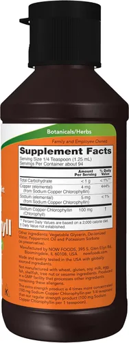 Vista 2 de Now Supplements, clorofila líquida, extra fuerte, menta, 4 onzas líquidas.