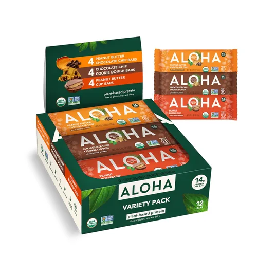 Vista 19 de ALOHA Barras de Proteína Orgánicas a Base de Plantas - Paquete de Variedad de 6 Sabores - 12 Unidades, Barras de 1.9oz - Aperitivos Veganos, Bajo