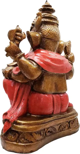 Vista 6 de Ganesha - Cabeza de elefante y cuerpo humano que elimina obstáculos del camino de uno, decoración de dormitorio, oficina en casa, estatua Rojo