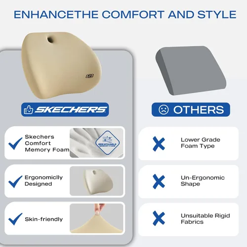 Vista 5 de Skechers Almohada de apoyo lumbar para silla de oficina, almohada lumbar de espuma viscoelástica, almohada lumbar para alivio del dolor de espalda