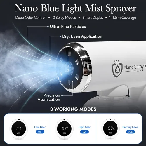Vista 2 de Nano Mist Spray, pistola de pulverización nano inalámbrica de mano Blanco Ártico
