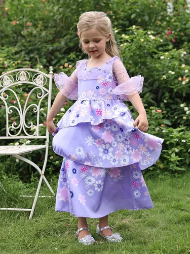 Vista 7 de HenzWorld Disfraz de Mirabel para niñas, vestido mágico de la familia IsabelaMadrigalPepa, disfraz de dibujos animados, traje de fiesta